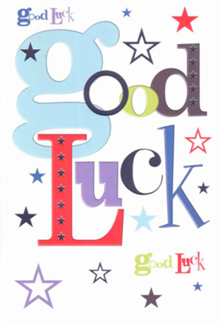 This luck-themed card delivers a vibrant visual celebration, capturing the heart of Wembley's diverse community spirit. Each letter in the phrase emerges with its own bold identity: playful swaths of pastel blue, slender strokes of midnight black, and exuberant flashes of red and green, their contrast accentuated against the card's pristine white space. Interspersed among the playful typography are dazzling stars, shooting across the surface in shades of navy, indigo, lemon lime, and lilac-echoing the hopeful energy you might feel during a stroll through King Edward VII Park on a brilliant afternoon. The composition is both modern and heartfelt, letting each hue and curve breathe, as though the card itself is a friendly voice cheering from the sidelines. The smoothness under your fingertips communicates quality and care, reminiscent of the attention we pour into every arrangement here in Wembley. As a small talisman, this card carries within it laughter, lively goodwill, and the quiet applause of friends ready to support bold dreams-be it a big audition down the road or a leap into the unknown. Truly, it's an ode to hope, carefully crafted to send with love from within our close-knit London community.